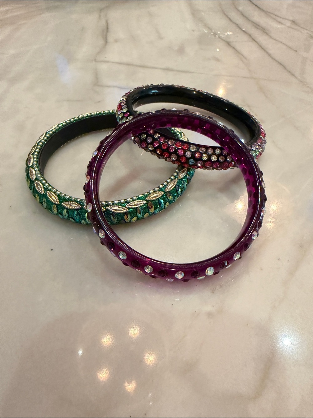 Gorgeous Bangles set of 3 - super colorful and bling Y2K